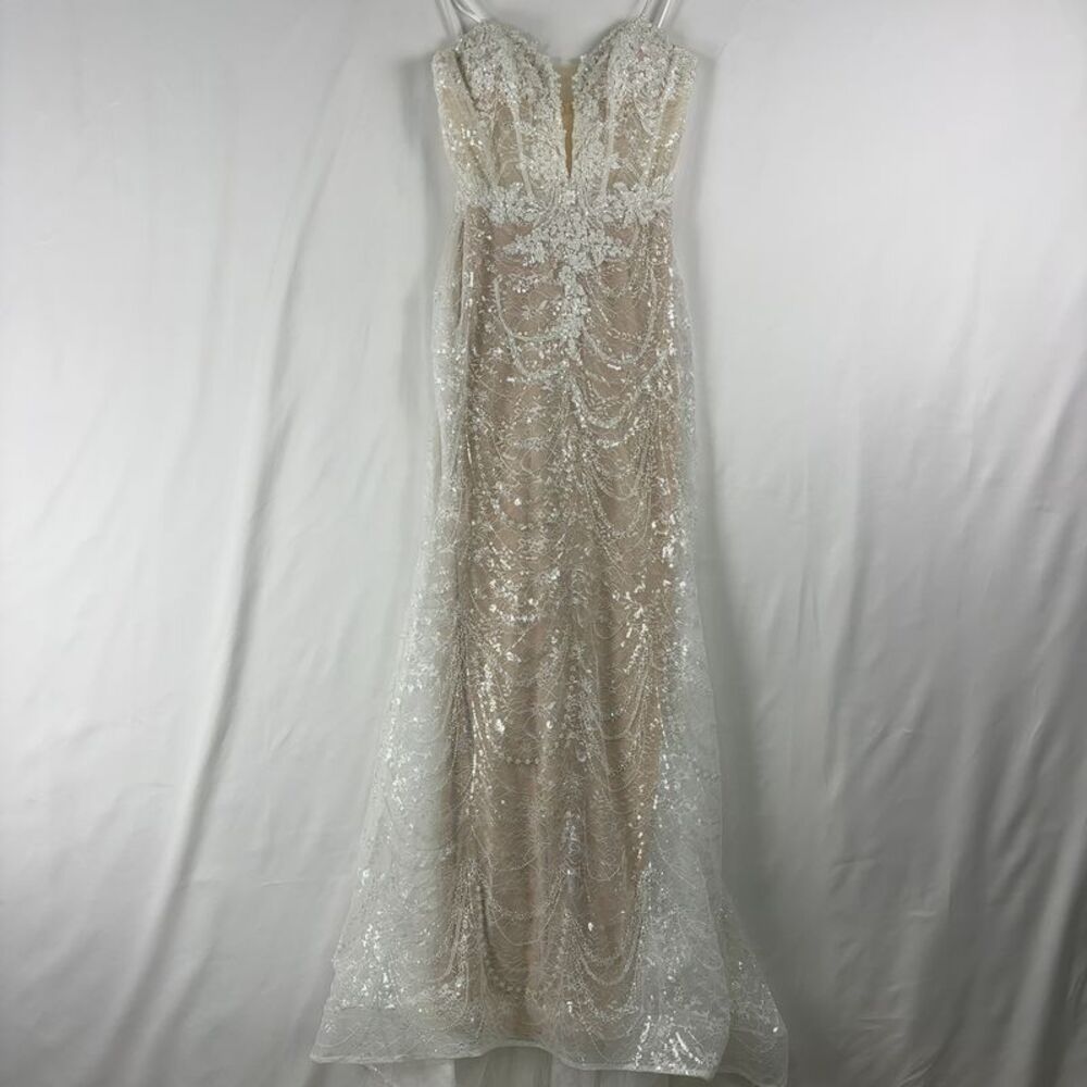 Boutique Beaded long sleeve sparkly wedding dress, reception or elopement gown